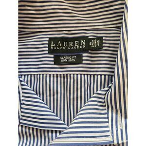 Lauren Ralph Lauren Classic Fit Non Iron Blue Stripe Men's Dress Shirt 18 34‎ 35